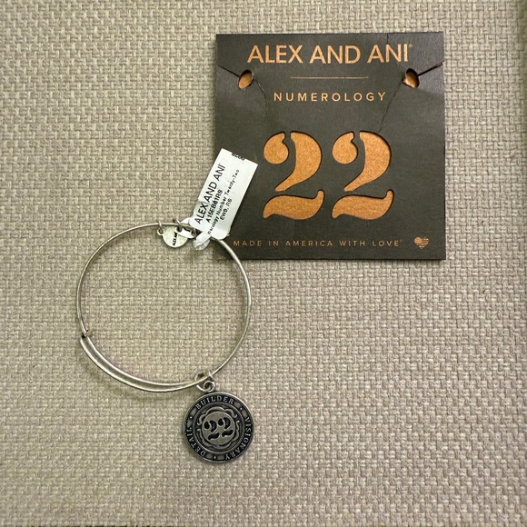 NWT Alex and Ani Numerology Number 22 Silver Bangle Bracelet - Picture 2 of 4